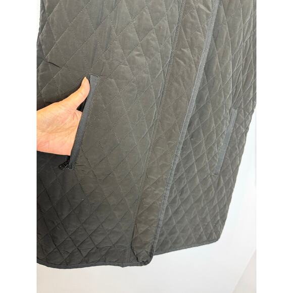 Garnet Hill Recycled Quilted Car Coat Jacket Women's S Black - Picture 3 of 11